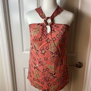 Tommy Bahama Coral Floral Halter Tank Top Sz S